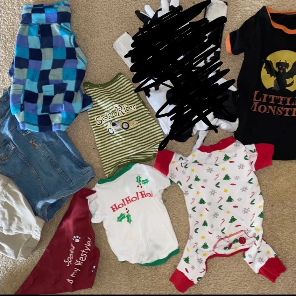 Dog outfits lot of 8 items
